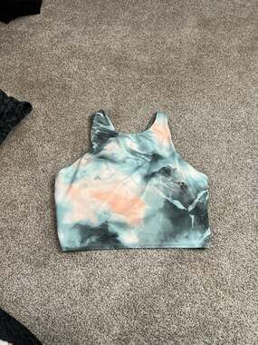Athleta Conscious Tie Dye High Neck Crop Sports Bra Top